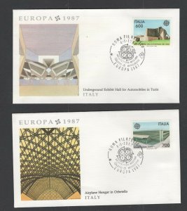 Italy  #1706-07 (1987 Europa set) on  two unaddressed Fleetwood FDCs