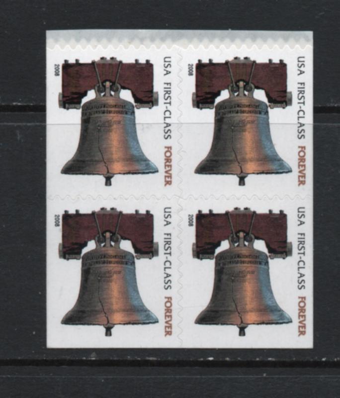 SCOTT # 4125b  unused  16 mm Bell LG Micro Print   2008 BP  Block of  4