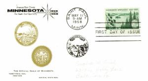 #1106 M30 Minnesota Statehood   - Unknown Cachet