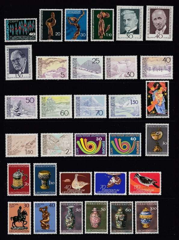 LIECHTENSTEIN - 100 Different - All MNH - 1972 to 1977 - Many Sets - High SCV