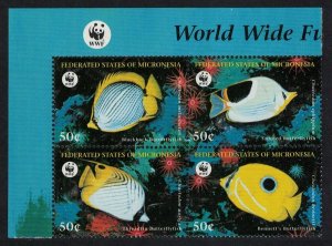 Micronesia WWF Butterflyfishes 4v Block of 4 WWF Logo 1997 MNH SG#579-582