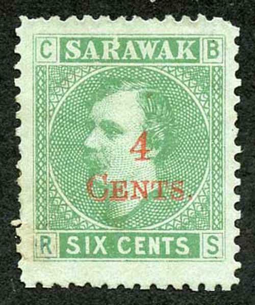 Sarawak SG34 4c on 6c Green/green MINT (no gum as normal)