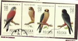 Poland #2074-7 used birds