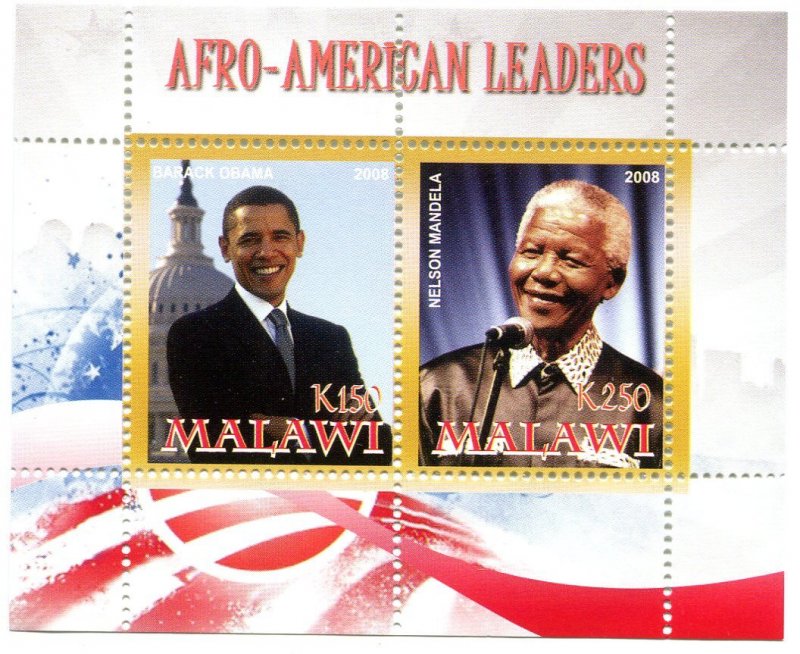 Malawi 2008 OBAMA & MANDELA s/s Perforated Mint (NH)