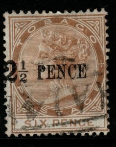 TOBAGO SG13 1883 2½d on 6d STONE FINE USED
