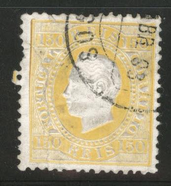 PortugalScott 48 used 1880 King Luiz CV$15 sealed tear