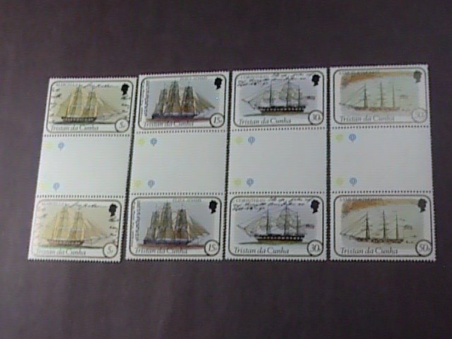 TRISTAN da CUNHA # 306-309-MINT/NH-COMPLETE SET OF CROSS GUTTER PAIRS--1982