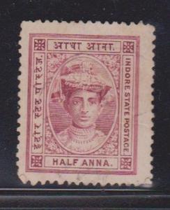 INDIA INDORE Scott 9 Mint NO GUM  - Feudatory State Issue