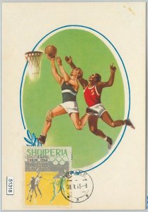 51318 - ALBANIA - MAXIMUM CARD - 1964 OLYMPIC GAMES in TOKYO: BASKETBALL Volley-