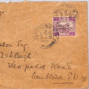 Malaya FMS Tiger SELANGOR Air Mail Cover IMPERIAL AIRWAYS 1935 Wimbledon ZD261