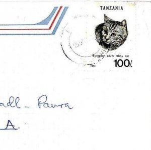 TANZANIA 100s Tabby CAT (1992) Stamp Air MIVA Missionary Vehicles Cover CM173