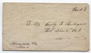 1850s Knoxville PA Tioga County manuscript stampless cover [3035]