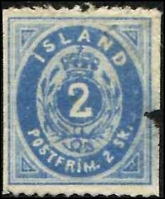 Iceland SC# 1 Numeric 2o FAULTED and thin  SEE SCAN scv $ 1050.00.  mint nogum