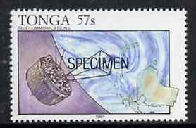 Tonga 1991 Weather Satellite 57s opt'd SPECIMEN, from Tel...