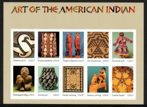 US #3873, 37c American Indian Art, Sheet, VF mint never hinged, fresh   STOCK...