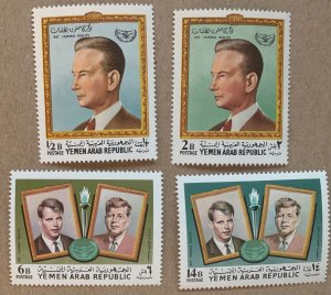 Yemen 1968 Kennedy Human Rights set by Mi. Scott 256A/J, CV $4.50. Mi 845-848A