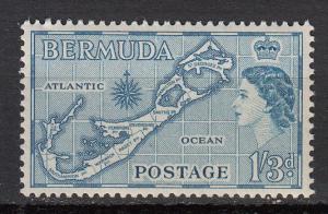 Bermuda - 1957 QEII 1sh3p Map Sc# 157 - MNH (8886)