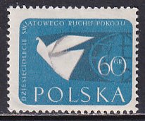 Poland 1959 Sc 867 World Peace Movement 10th Anniversary Stylized Dove Stamp MNH