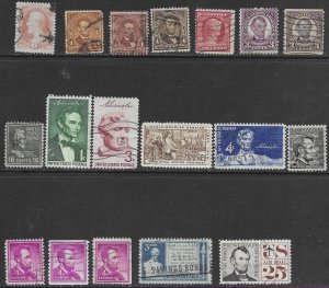 US used - Lots of Lincoln.  19 used stamps - Great collection.