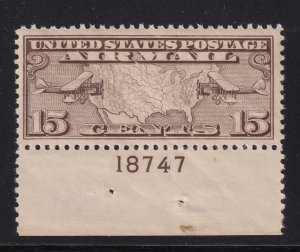 1926 Sc C8 MNH 15c AIRMAIL plate number single Hebert NH CV $17 (BD