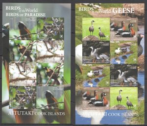 Imperf 2020 Aitutaki Birds Paradise Geese Michel 320 Eu Rare 2Sh Mnh Fat078