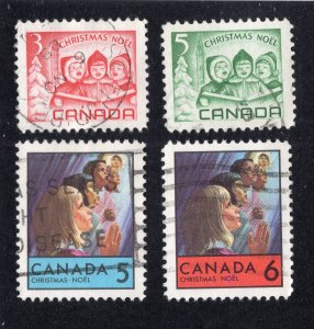 Canada 1967 & 1969 Christmas Issues, Scott 476-477, 502-503 used, value = $1.00