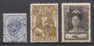 Netherlands Antilles Sc 4, 103, 117 used. 1873-1928 issues, 2 small faults