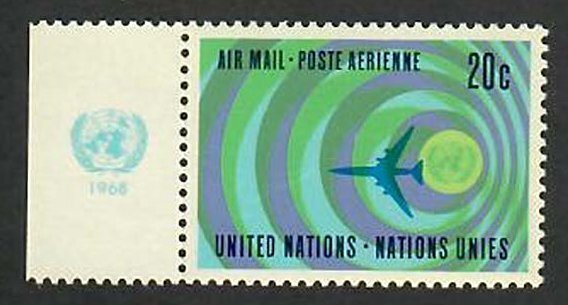 United Nations-New York;  Scott C13; 1968; Unused; NH; Planes