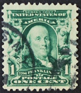 U.S. Used #300 1c Franklin, Jumbo. Face-Free CDS Cancel. Choice!