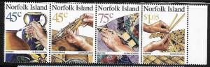 Norfolk 1999 Handicrafts Pottery Woodcarving Weaving strip MNH B35