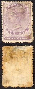 Ceylon SG48 1/2d Dull Mauve Wmk Crown CC Used