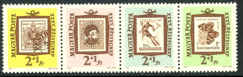 HUNGARY 1962 STAMP DAY Semi Postal Set in Se-tenant Strip Sc B228a MNH