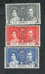 Cyprus #140 - 142 Mint Lightly Hinged singles