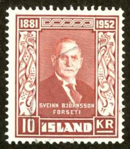 Iceland Sc# 277 Used (a) 1952 10k Sveinn Bjornsson