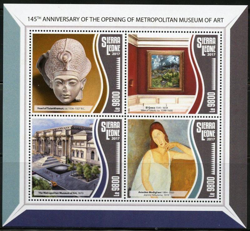 SIERRA LEONE 2017   145th ANNIVERSARY OPENING METROPOLITAN MUSEUM SHEET  MINT NH