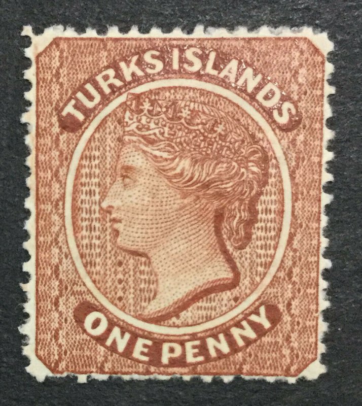 MOMEN: TURKS ISLANDS SG #49 1881 CROWN CC MINT OG H LOT #195762-4100