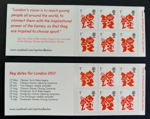 Great Britain 2012 Olympic games London Olympics set of both types booklets MNH