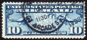 1926, US 10c, Map of the USA, Used, Sc C7