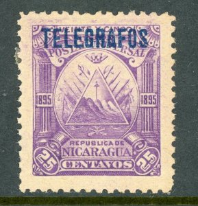 Nicaragua 1895 Seebeck 25¢ Telegraph Mint O341 ⭐⭐⭐⭐⭐⭐