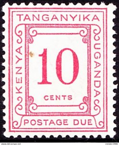 KENYA, UGANDA & TANGANYIKA 1935 KGV 10c Scarlet, Postage Due SGD8 MH