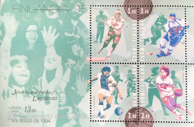 SMI) 1994. Finland. Team Sports. Souvenir sheet. Mnh