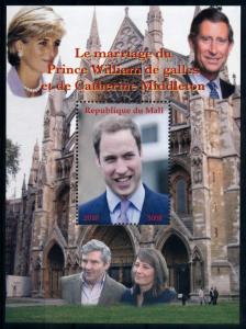 [76521] Mali 2010 Royal Engagement Prince William & Kate Diana Sheet MNH