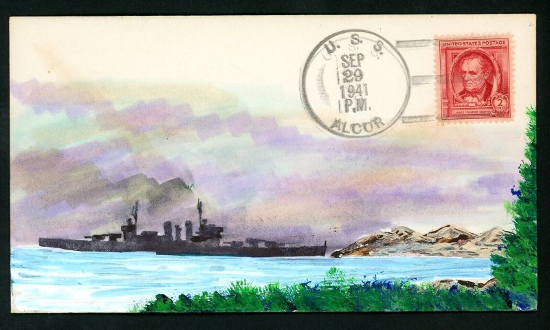 Hand Painted Navy Cover - U.S.S. Alcor