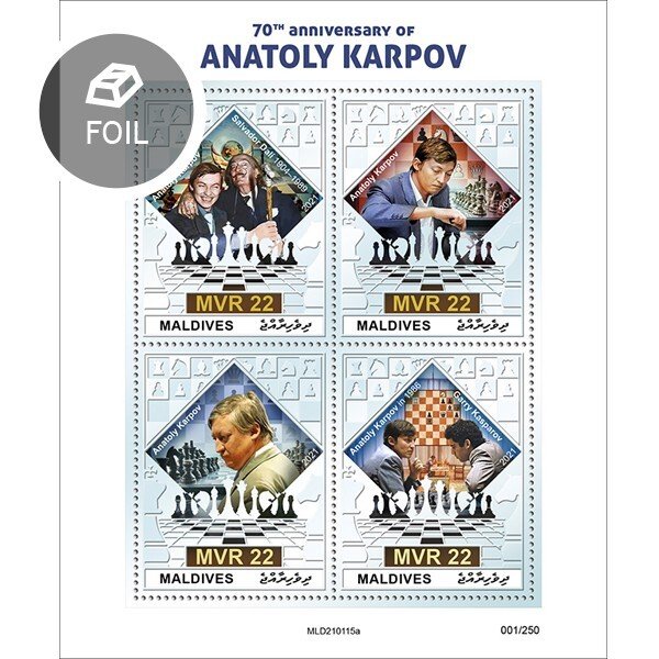 Maldives - 2021 Anatoly Karpov - Stamp Souvenir Sheet - MLD210115b