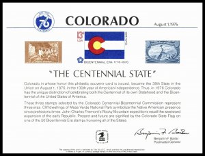 1976 Colorado Centennial Souvenir Card SC50 PS-21 Sc 743 288 1670 images
