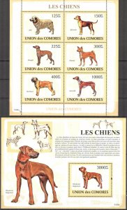 Comoro Islands 2009 Dogs Sheet + S/S MNH