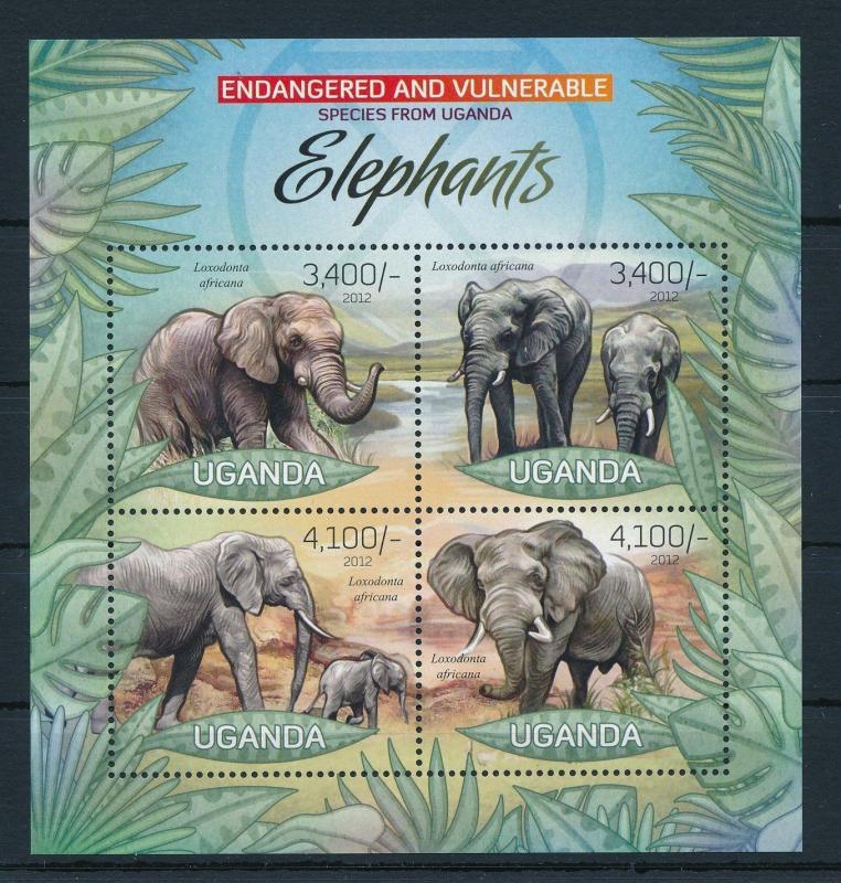 [25809] Uganda 2012 Wild Animals Elephants MNH