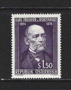 AUSTRIA - #592 - Dr. KARL von ROKITANSKY, PHYSICIAN MINT STAMP (1954) MLH