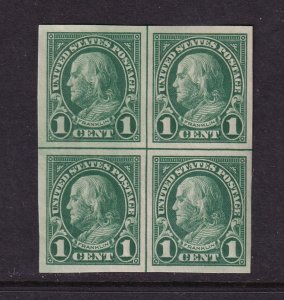 1923 Sc 575 1c green imperforate MNH with OG center line block of 4 (Typical