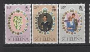 St. Helena #353-55 (1981 Royal Wedding set) VFMNH CV $0.85
